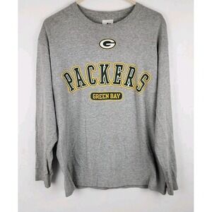 Vtg Green Bay Packers Shirt Mens Medium Gray Logo Athletic Long Sleeve NFL USA